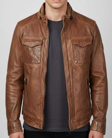 Sz M Men's Mauritius Leather Jacket
