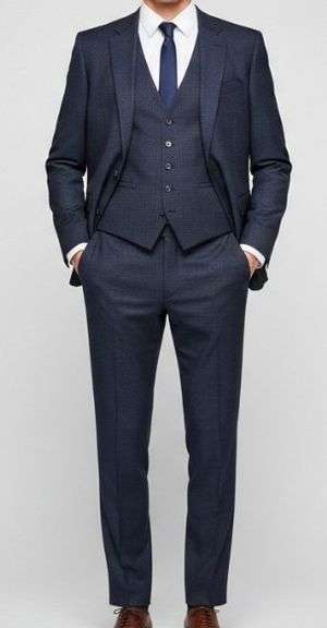 Sz 40R Men's Boss 3pc Suit Jacket, Vest & Pants