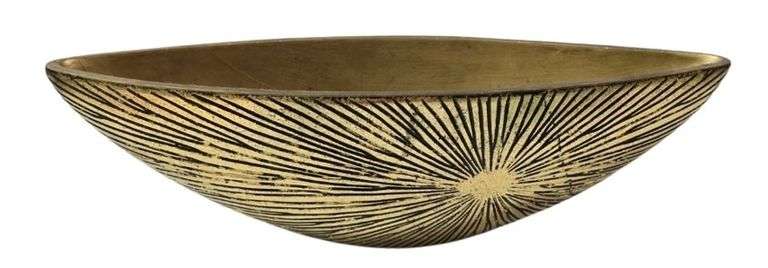Gold & Black Sunburst Oval Bowl