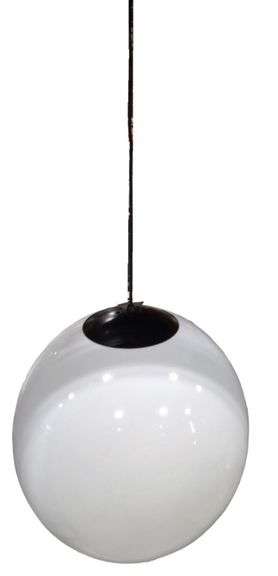 Mid-Century White Globe Pendant