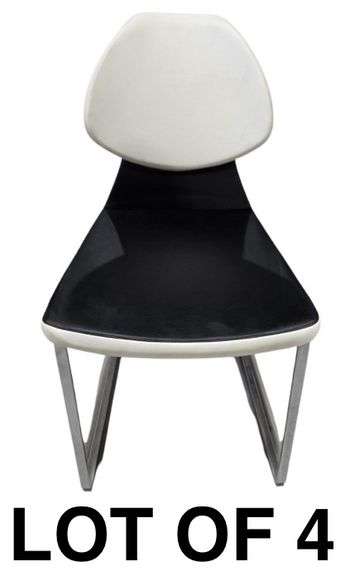 Lot of 4 SohoConcept Modern B/W Upholstered Metal Chairs