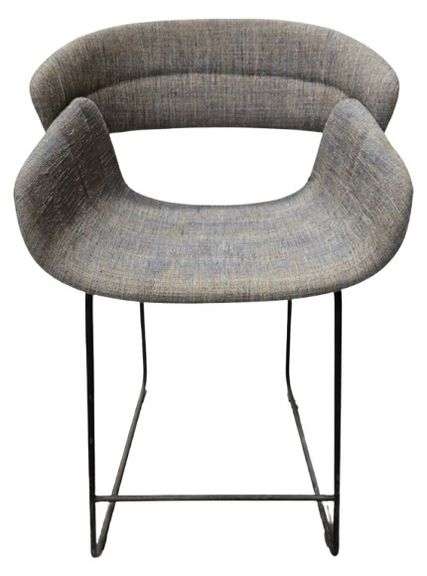 Grey Fabric Scoop Seat Bar Stool