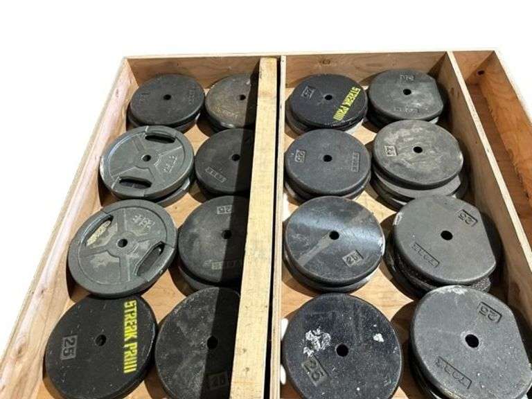Lot of 47 -25LB Cast Iron Weight Plates **BRAMPTON LOCATION**