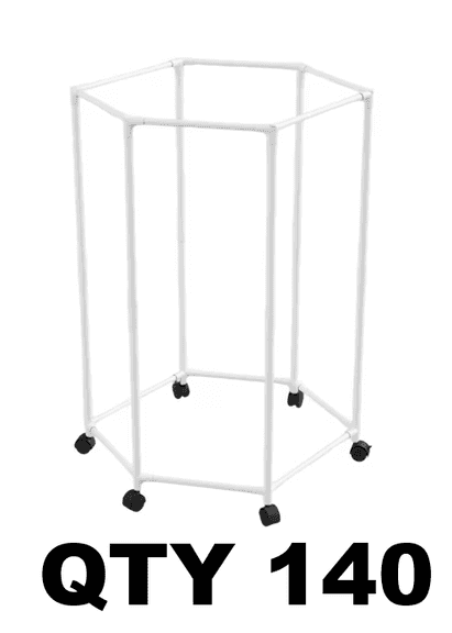 Lot of 140 WHITE Floor Standing Rotatable Clothing Racks