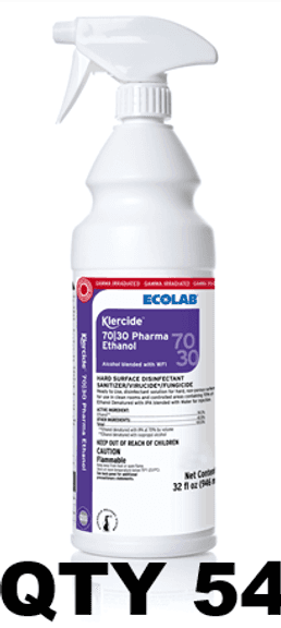 54 Bottles of Ecolab Klercide 70/30 Pharma Ethanol Disinfectant