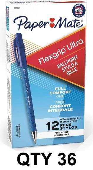 36 Packs of Paper Mate Flexgrip Ultra Ballpoint Pens 0.8mm