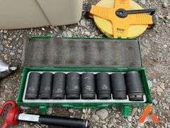 300' Measuring Tape/Air Guns/Hammer/ Hitachi Impact Sockets/2 Ton Craftsman Jack