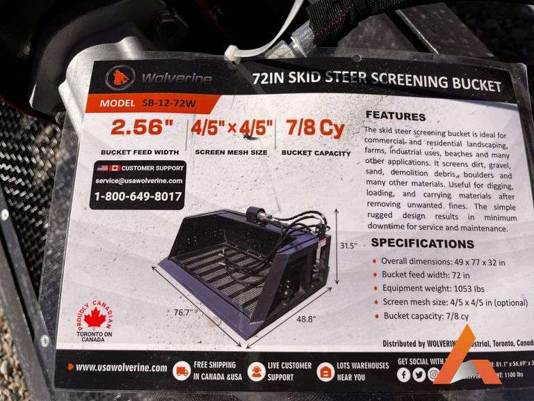 Unused 2025 Skid Steer Screening Bucket, 72"