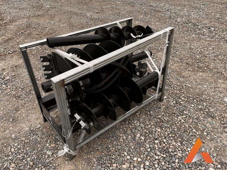 Unused 3035 PI Auger Drive& Bits PIR-ADB, Skid Steer Attachment, 8", 12", 18" bits