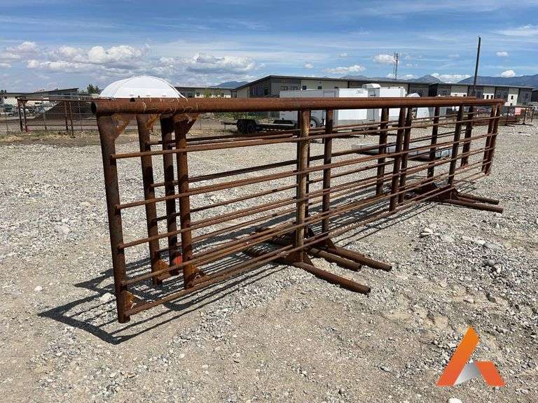 (New) (4) Stur-d Free Standing Livestock Panels, 24' X 62" Heavy Duty Drill Stem Pipe