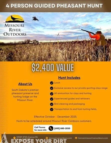 4-person Guided Pheasant Hunt