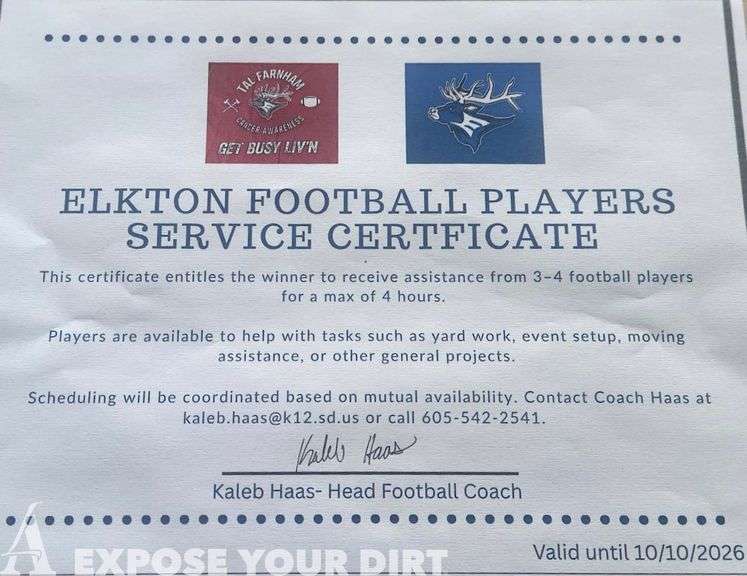 4 Hours Community Service from the Elkton Football Team