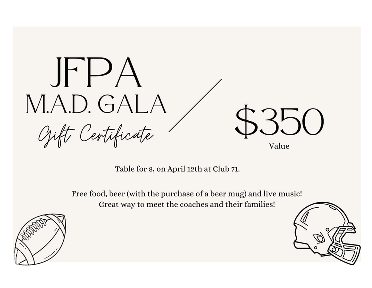 JFPA - Table of 8 at JFPA Mad Gala on April 12 at Club 71 - Free food
