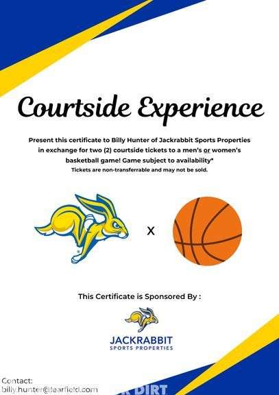 Jackrabbit Sports Properties - Two court-side tickets for SDSU basketball game