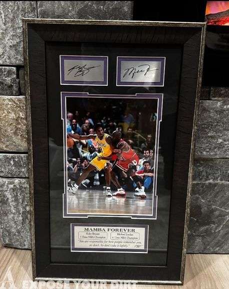 Michael Jordan/Kobe Bryant Stamped Auto & Framed Photo