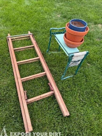 2 Handheld Sprayers, Garden Seat, Ladder & Pots