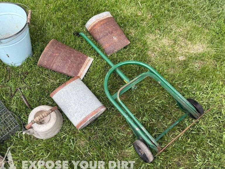 2 Wheel Cart, Bins & Outdoor Decor