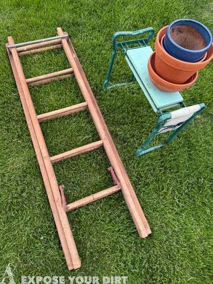 2 Handheld Sprayers, Garden Seat, Ladder & Pots