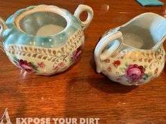Mini-Lantern, Misc Plates, Sugar Bowl and Creamer Set