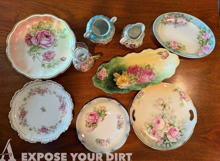 Mini-Lantern, Misc Plates, Sugar Bowl and Creamer Set