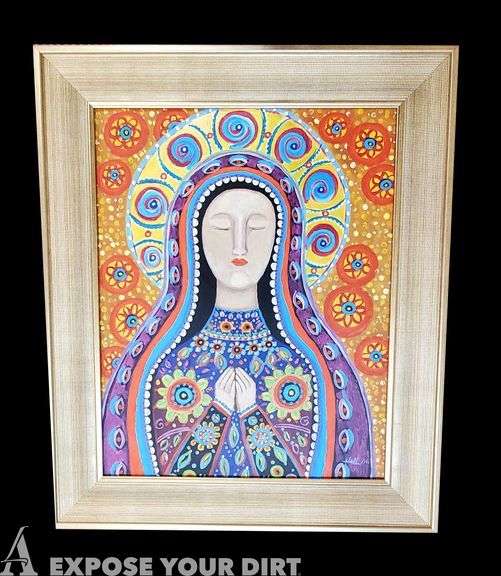 Original Mother Mary Painting with Frame
