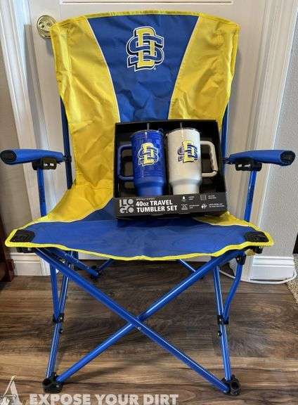 SDSU lawn chair and insulated mugs set