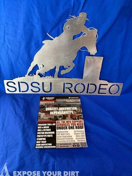 Decorative metal SDSU barrel racer artwork