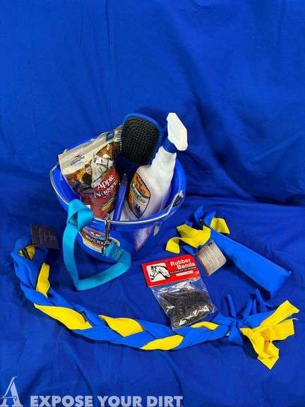 Tail wrap and horse supplies bucket