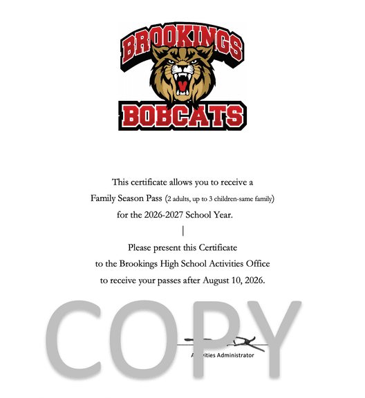 BHS Family Activity Pass