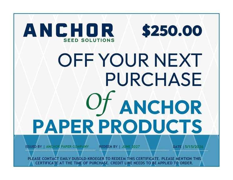 Anchor Paper Gift Certificate - $250