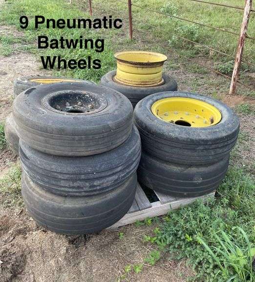 (9) Pneumatic Wheels for Batwing Mower.