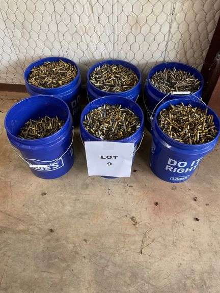 (6) buckets of spent brass