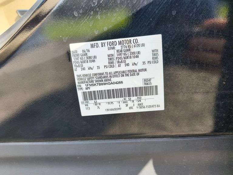 2017 FORD EXPLORER - VIN: 1FM5K7B89HGA04266