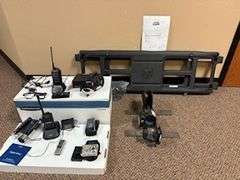 Motorola Mobile Radio, (2) Kenwood handheld radio w/charger and battery, digital video camera, mini 