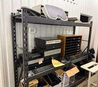 Multiple money till's, wheelchair, filing cubbies, miscellaneous office equipment & keyboards