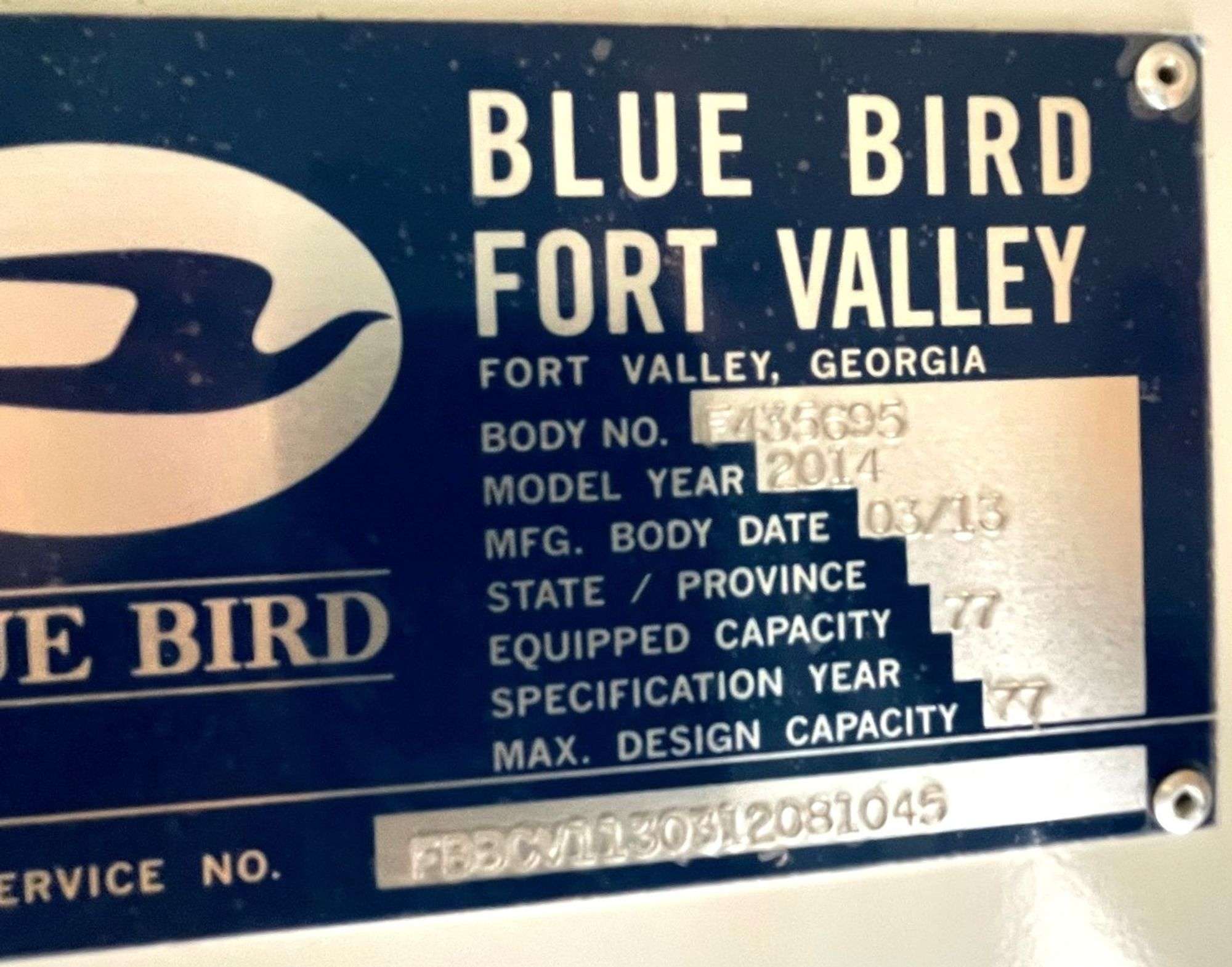 2014 BLUE BIRD BB VISION SCHOOL BUS #34 - Mathies & Sons, Inc. t/a