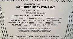 2015 BLUE BIRD BB VISION SCHOOL BUS #123