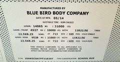 2015 BLUE BIRD BB VISION SCHOOL BUS #118