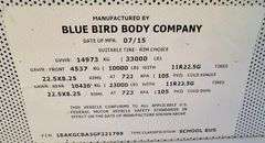 2016 BLUE BIRD BB VISION SCHOOL BUS #103