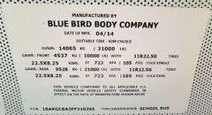 2015 BLUE BIRD BB VISION SCHOOL BUS #119