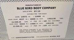 2016 BLUE BIRD BB VISION SCHOOL BUS #99