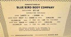 2016 BLUE BIRD BB VISION SCHOOL BUS #97