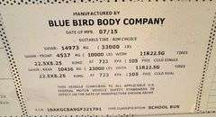 2016 BLUE BIRD BB VISION SCHOOL BUS #95