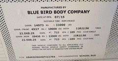 2016 BLUE BIRD BB VISION SCHOOL BUS #101