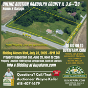 Randolph County IL 3.6 Acres w/Home & Garage / 3009A