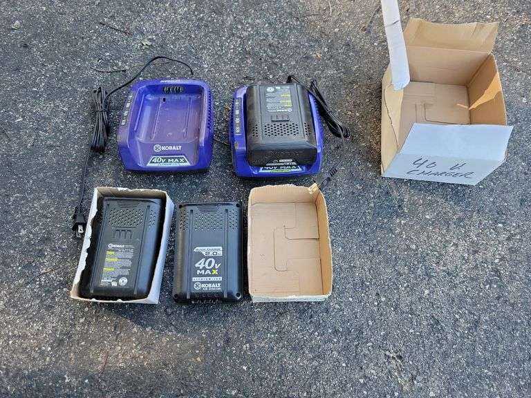 3 Kobalt 40V Max Batteries and 2 Chargers