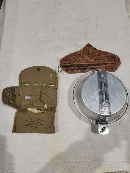 Cub And Bot Scout Sewing Set, Mess Kit, and Hanger