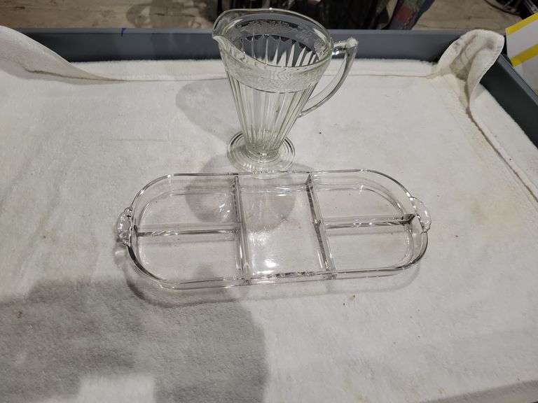 Divided Dish and Pitcher