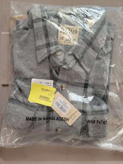 XL Charcoal Plaid Knit Heavy Flannel