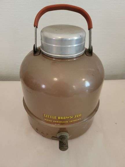 Hemp and Co. "Little Brown Jug" White Porcelain Interior and Copper Spigot